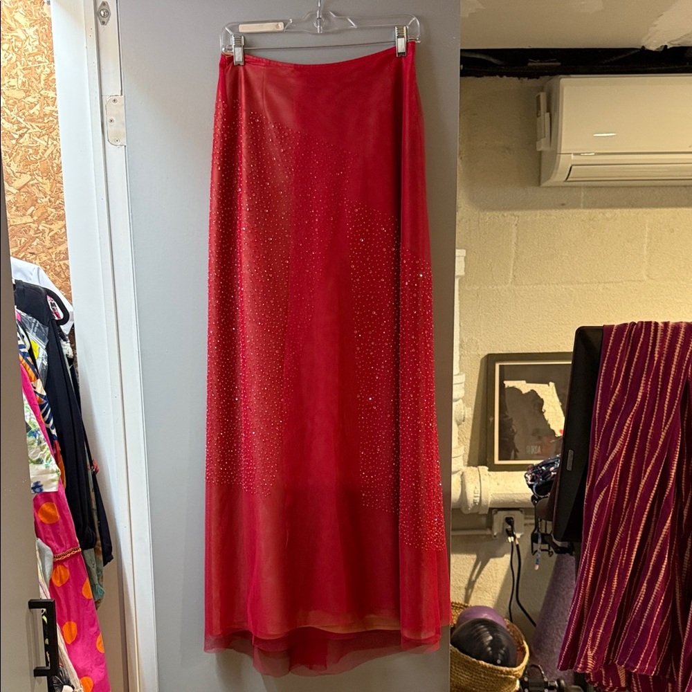 BCBG Max Azaria Collection Elegant Pink Beaded Women's Skirt
